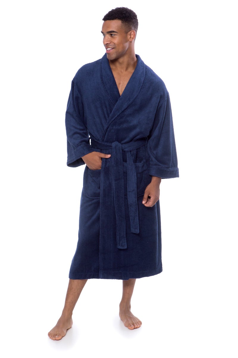 TexereSilk Mens Luxury Terry Cloth Bathrobe - NEW & IMPROVED FABRIC (Medieval Blue, LXL) - Image 1